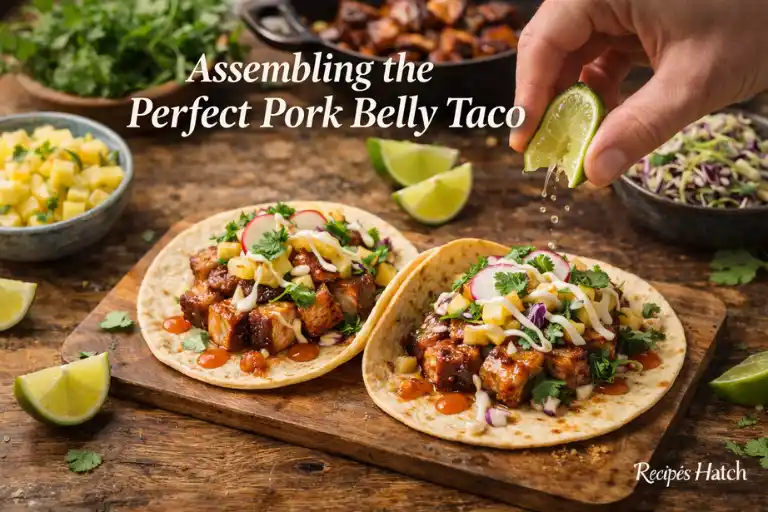 Assembling the Perfect Pork Belly Taco