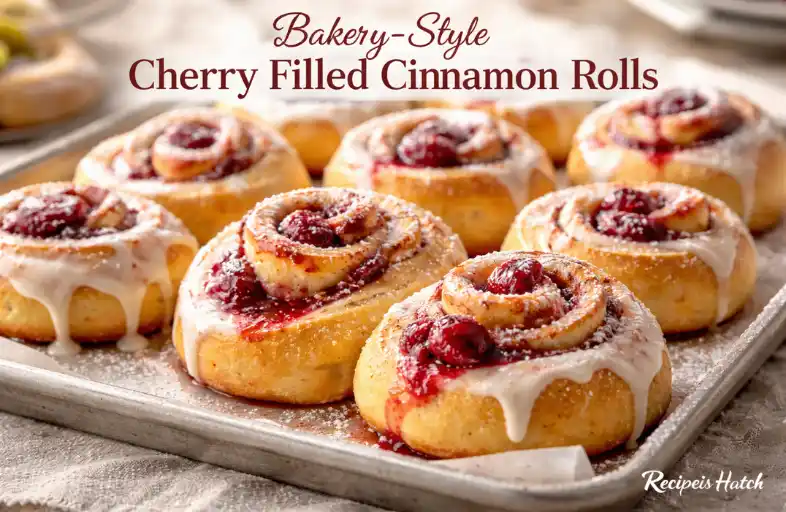 Bakery-Style Cherry Filled Cinnamon Rolls