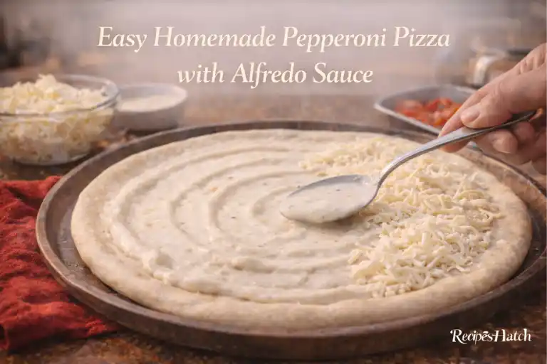 Easy Homemade Pepperoni Pizza with Alfredo Sauce