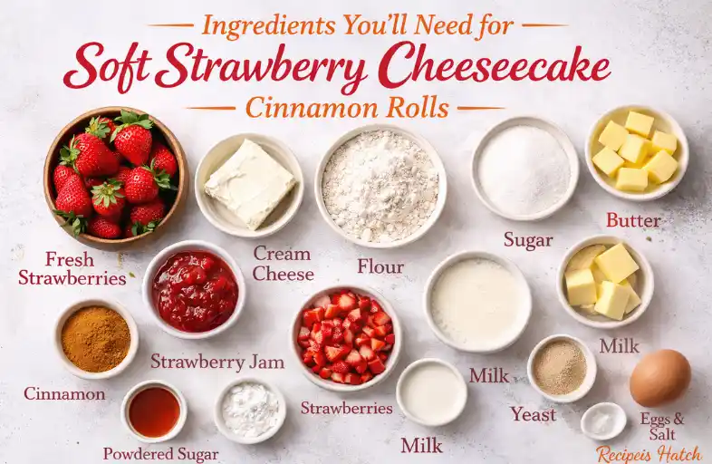 Ingredients You’ll Need for Soft Strawberry Cheesecake Cinnamon Rolls