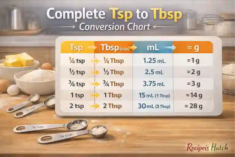 Complete Tsp to Tbsp Conversion Chart