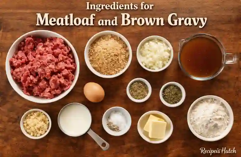 Ingredients for Meatloaf and Brown Gravy