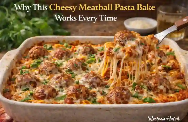 Why This Cheesy Meatball Pasta Bake Works Every Time