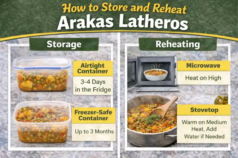 How to Store and Reheat Arakas Latheros