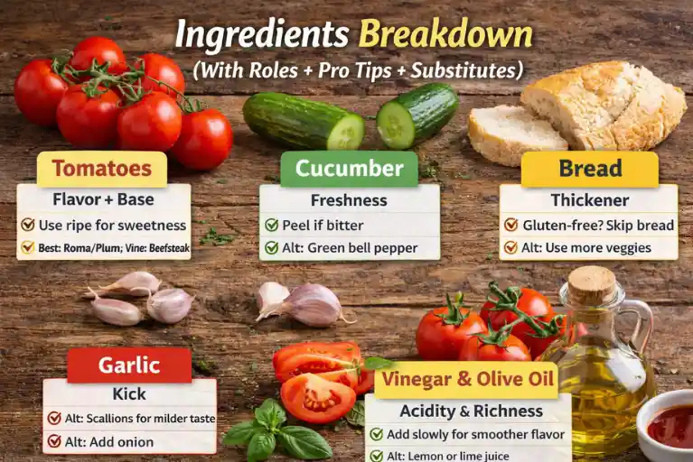 Ingredients Breakdown (With Roles + Pro Tips + Substitutes)