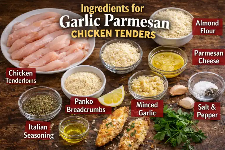 Ingredients for Garlic Parmesan Chicken Tenders