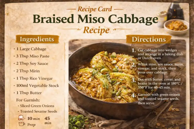 Recipe Card – Braised Miso Cabbage Recipe