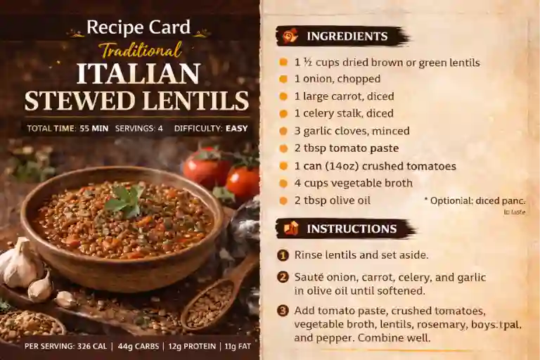 Recipe Card – Traditional Italian Stewed Lentils
