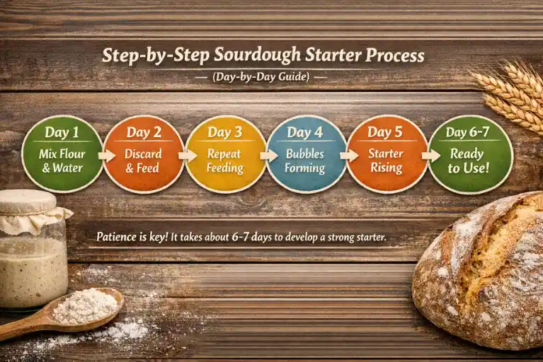 Step-by-Step Sourdough Starter Process (Day-by-Day Guide)