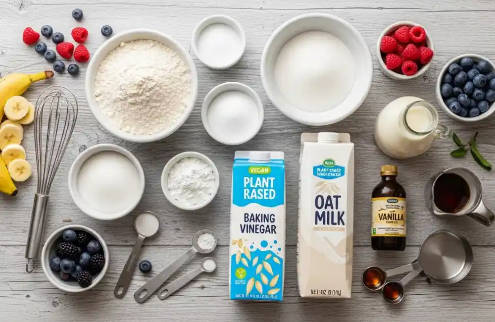 Ingredients for Perfect Vegan Fluffy Pancakes