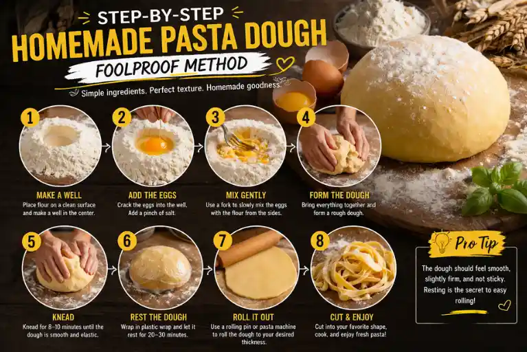 STEP-BY-STEP HOMEMADE PASTA DOUGH (FOOLPROOF METHOD)