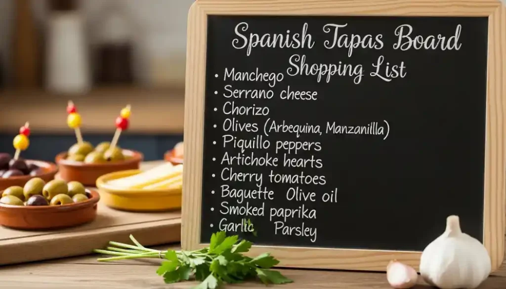 Spanish Tapas Board Shopping List