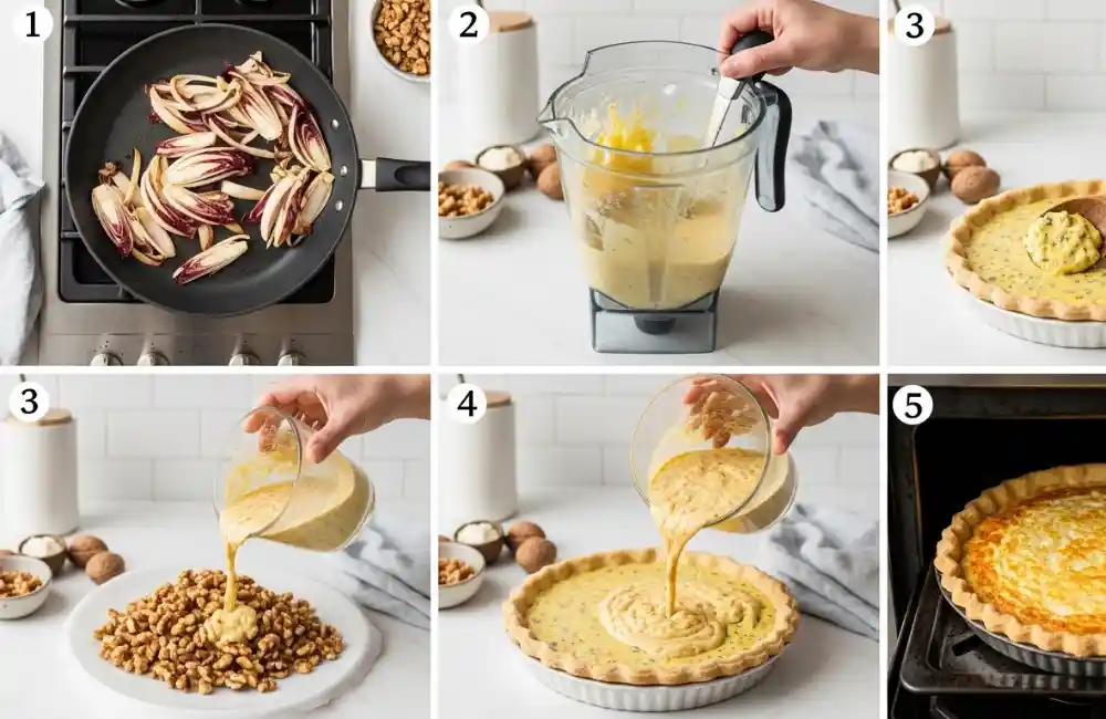 Step-by-Step Radicchio and Walnut Vegan Quiche Recipe