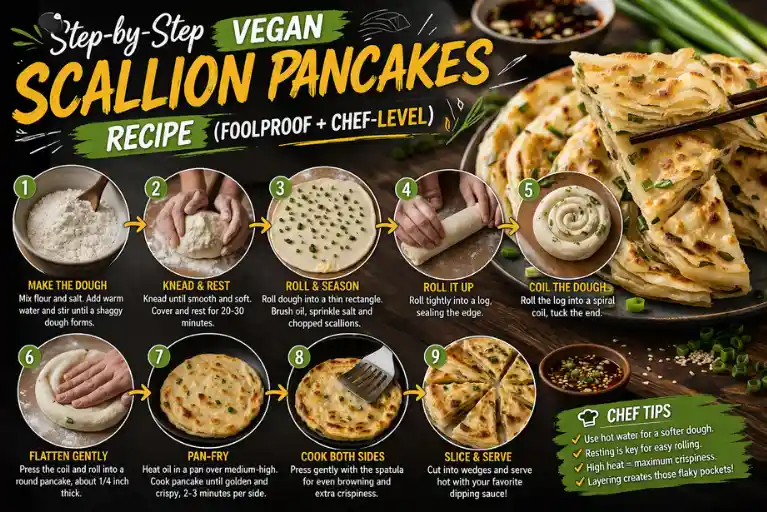 Step-by-Step Vegan Scallion Pancakes Recipe (Foolproof + Chef-Level)