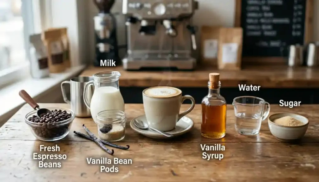 Ingredients for Vanilla Bean Latte