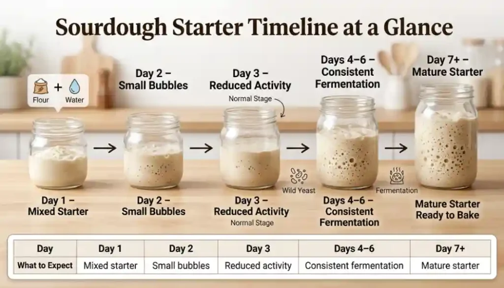 Sourdough Starter Timeline at a Glance
