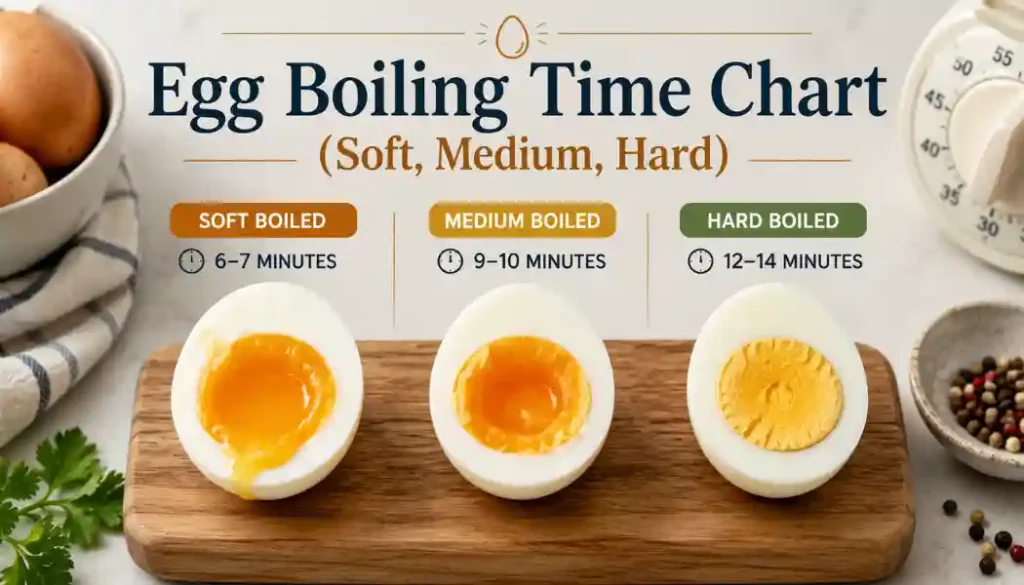 Egg Boiling Time Chart (Soft, Medium, Hard)