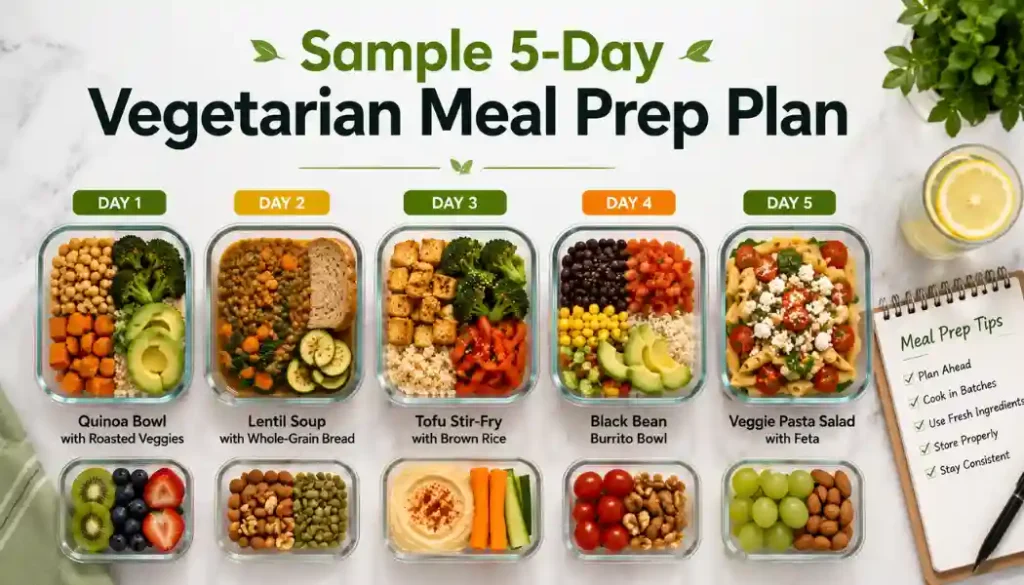 Sample 5-Day Vegetarian Meal Prep Plan
