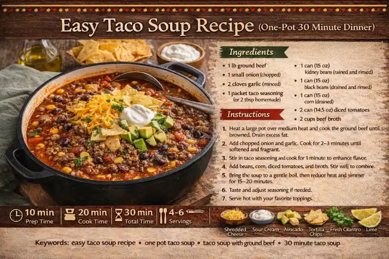 Easy Taco Soup Recipe (One-Pot 30 Minute Dinner)