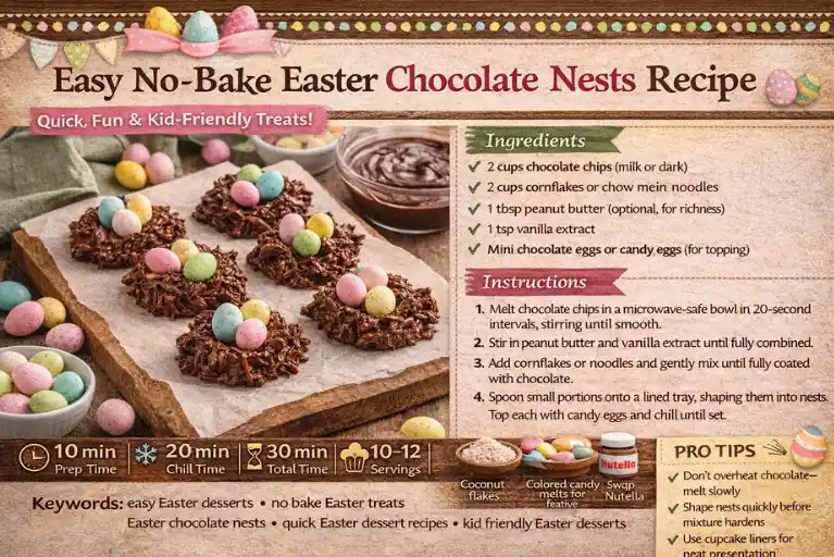 Recipe Card - Easy No-Bake Easter Chocolate Nests Recipe