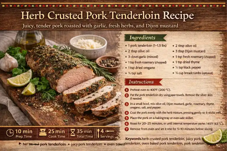 Recipe Card – Herb Crusted Pork Tenderloin Recipe