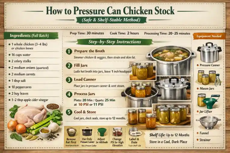 Recipe Card – How to Pressure Can Chicken Stock Recipe