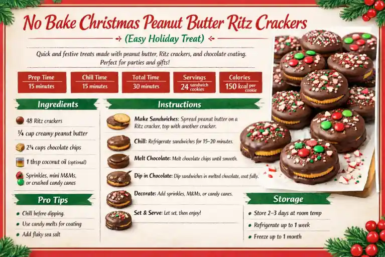 Recipe Card – No Bake Christmas Peanut Butter Ritz Crackers