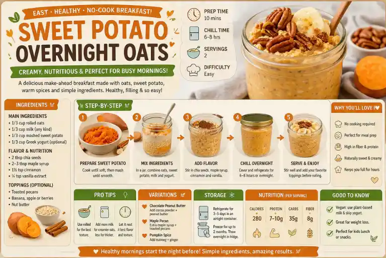 Recipe Card – Sweet Potato Overnight Oats (Easy Healthy No-Cook Breakfast)
