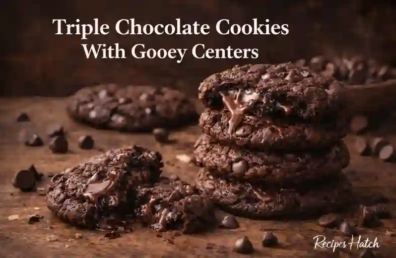 Triple Chocolate Cookies With Gooey Centers