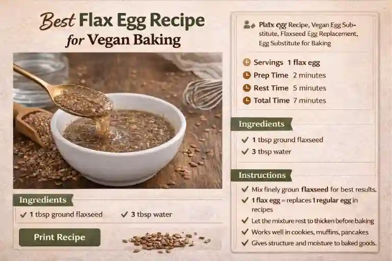 Recipe Card-Best Flax Egg Recipe for Vegan Baking