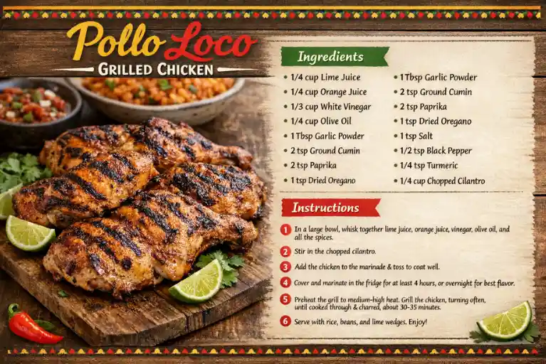 Recipe Card Pollo Loco Grilled Chicken Recipe