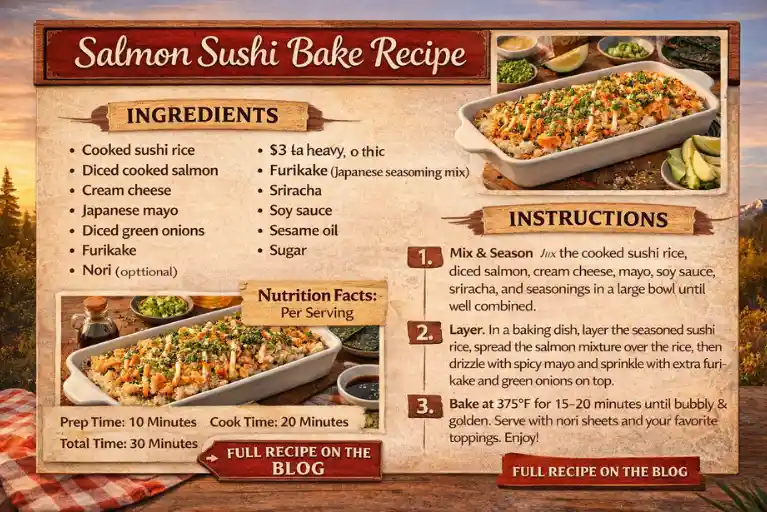 Recipe Card - Salmon Sushi Bake Recipe