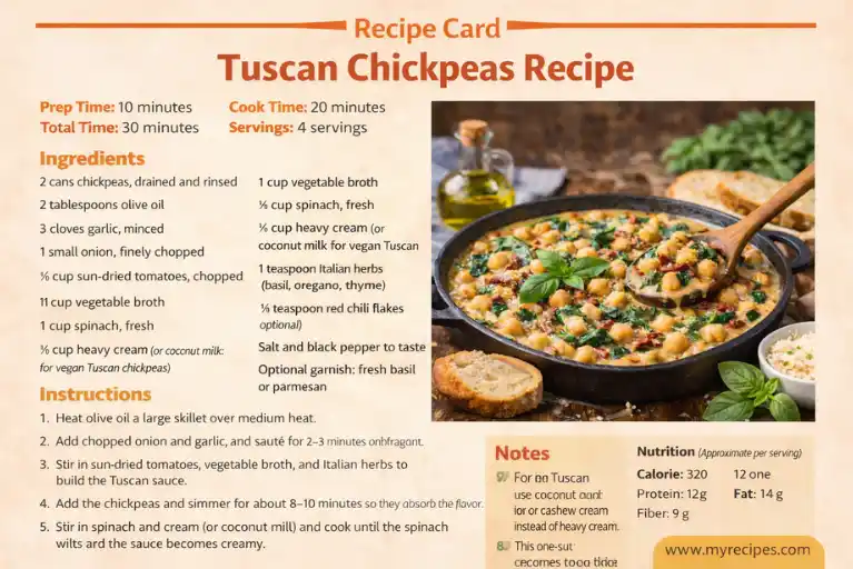 Recipe Card - Tuscan Chickpeas Recipe