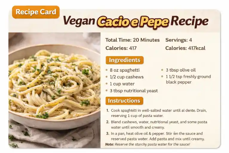 Recipe Card - Vegan Cacio e Pepe Recipe
