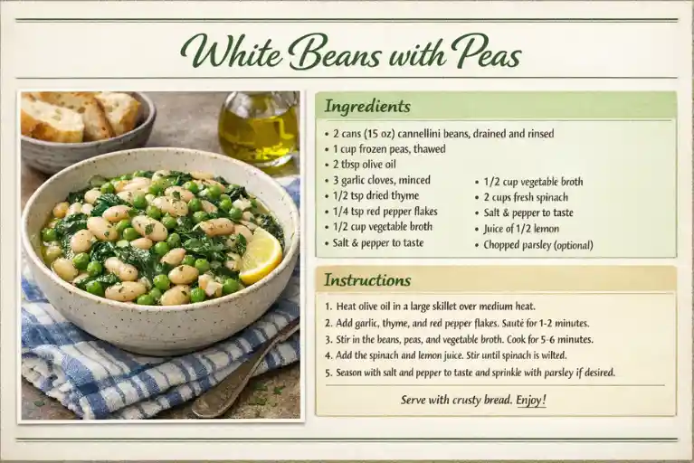Recipe Card - White Beans with Peas Recipe