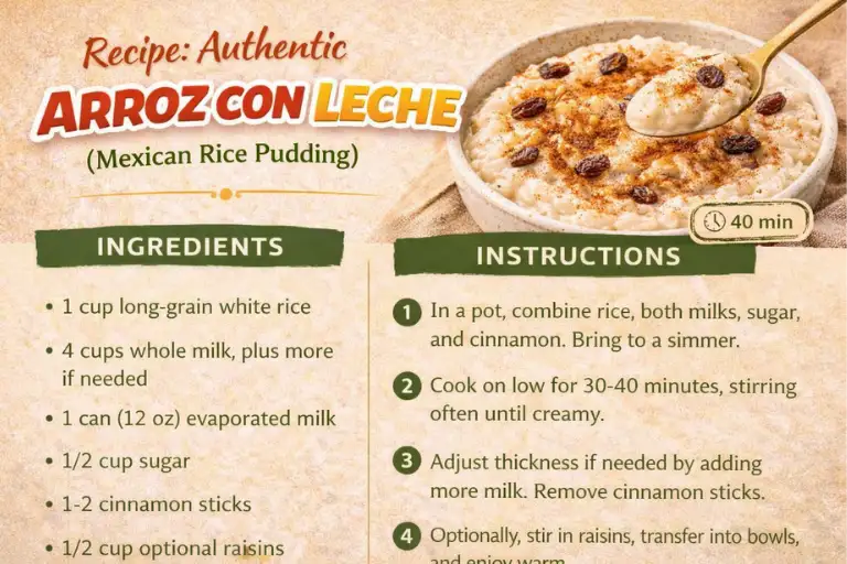 Recipe Card – Authentic Arroz Con Leche (Mexican Rice Pudding)