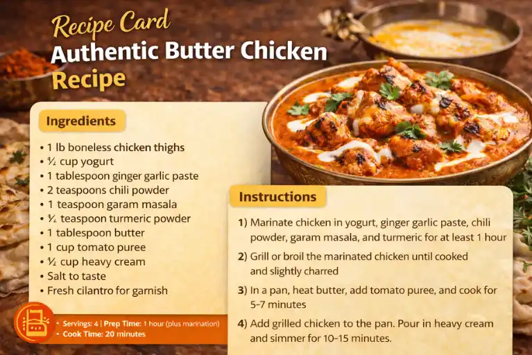 Recipe Card – Authentic Butter Chicken Recipe