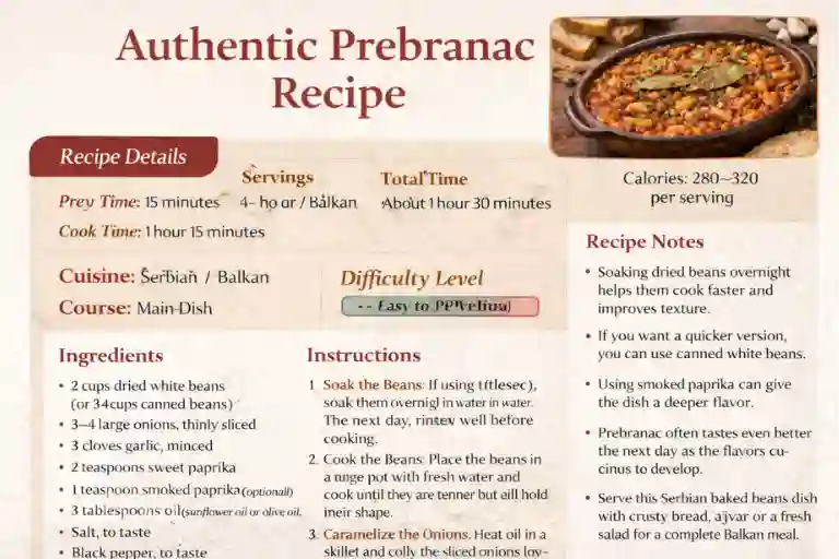 Recipe Card – Authentic Prebranac Recipe