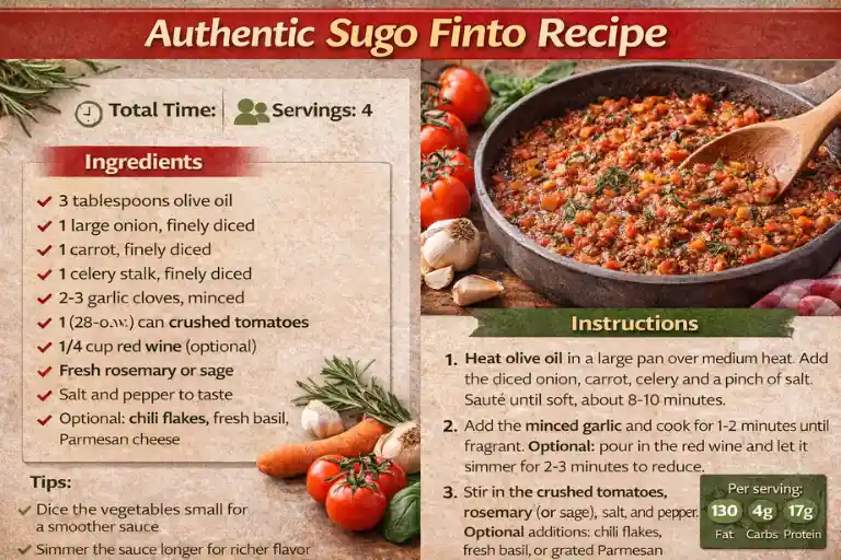Recipe Card – Authentic Sugo Finto Recipe