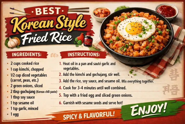 Recipe Card – Best Korean Style Fried Rice Recipe
