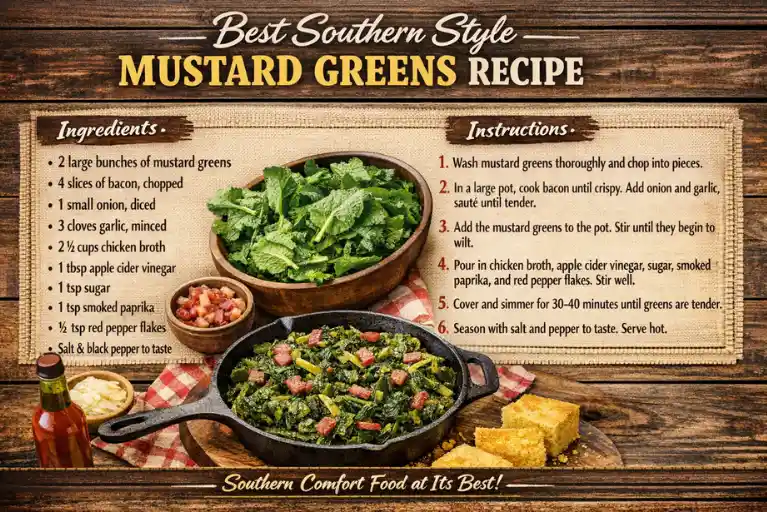 Recipe Card – Best Southern Style Mustard Greens Recipe