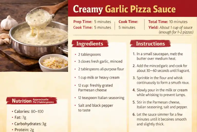 Recipe Card – Creamy Garlic Pizza Sauce