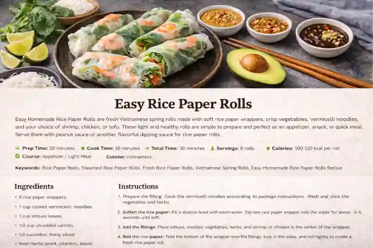 Recipe Card – Easy Rice Paper Rolls