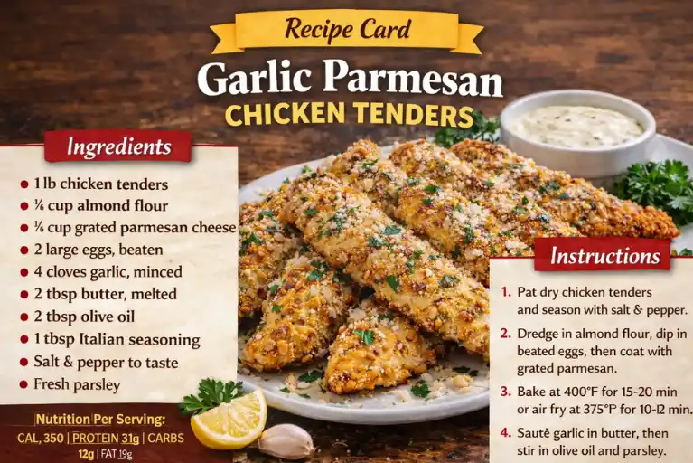 Recipe Card – Garlic Parmesan Chicken Tenders