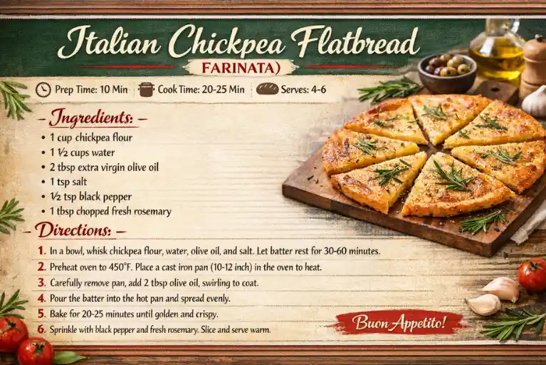 Recipe Card – Italian Chickpea Flatbread (Farinata Recipe)