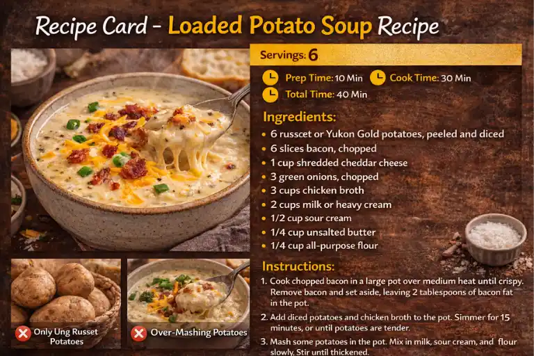 Recipe Card – Loaded Potato Soup Recipe
