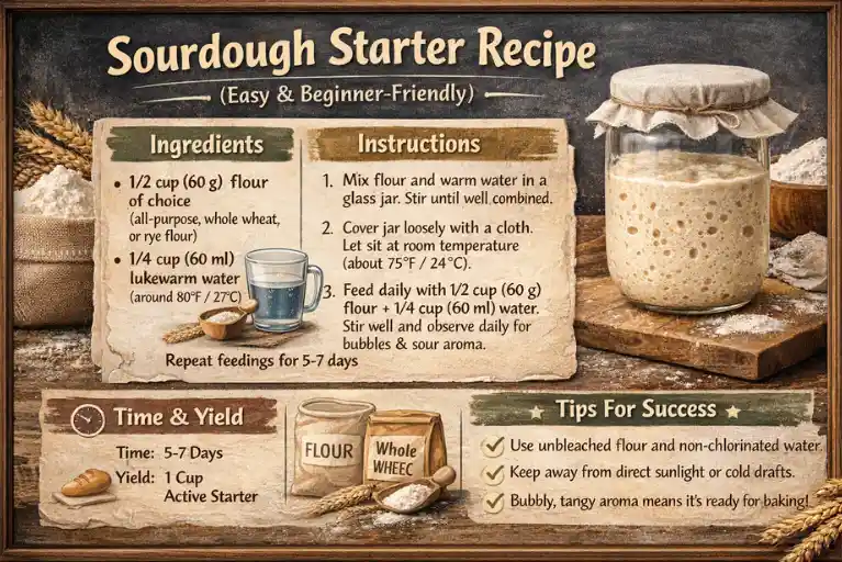Recipe Card – Sourdough Starter Recipe (Easy & Beginner-Friendly)