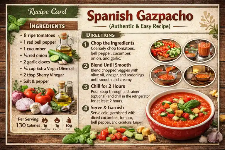 Recipe Card – Spanish Gazpacho (Authentic & Easy Recipe)