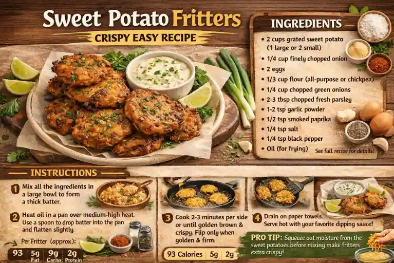 Recipe Card – Sweet Potato Fritters (Crispy Easy Recipe)