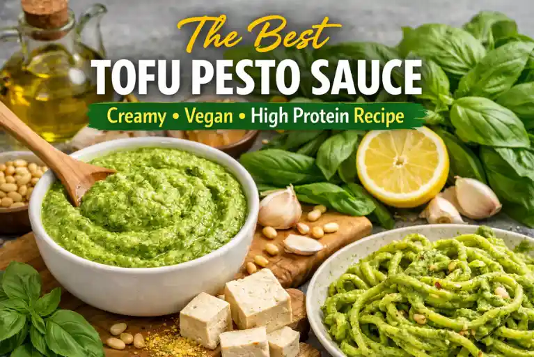 The Best Tofu Pesto Sauce Creamy Vegan High Protein Recipe